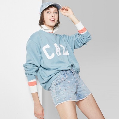 Women's Oversized Crew Sweatshirt - Wild Fable™ Blue Stencil M | Target