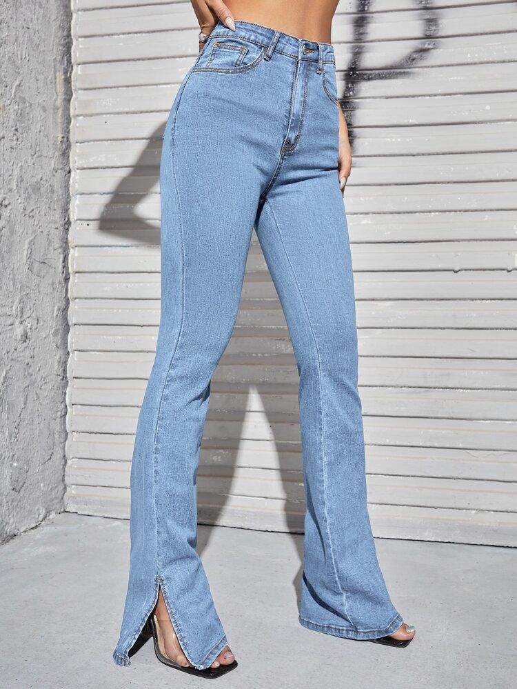 High Waist Split Hem Jeans | SHEIN