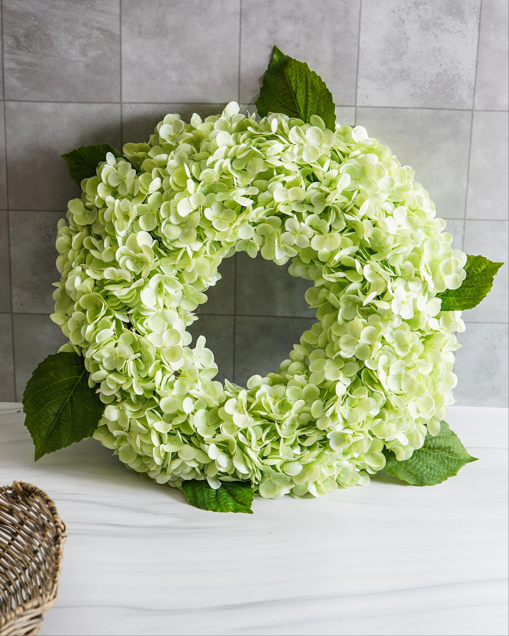 Real Touch Hydrangea Wreath | Spring Green | MJHome