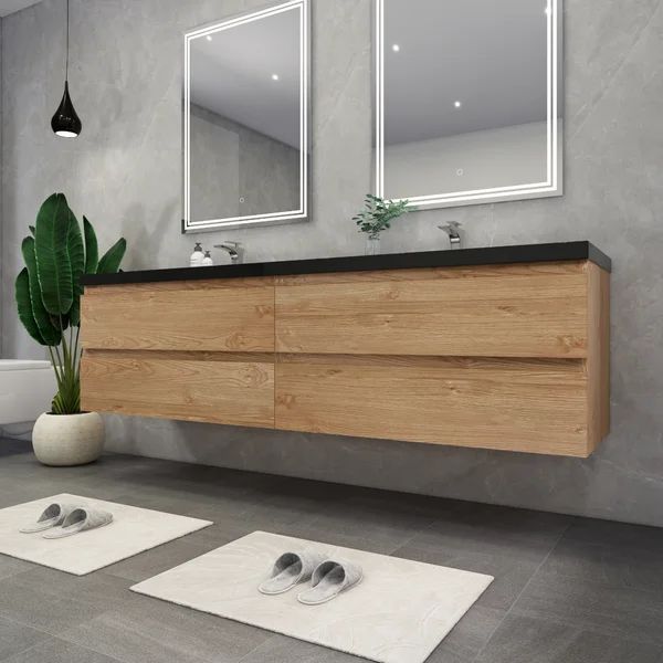 Kirker 84" Wall-Mounted Double Bathroom Vanity Set | Wayfair North America