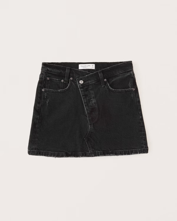 Classic Crossover Waistband Denim Mini Skirt | Abercrombie & Fitch (US)