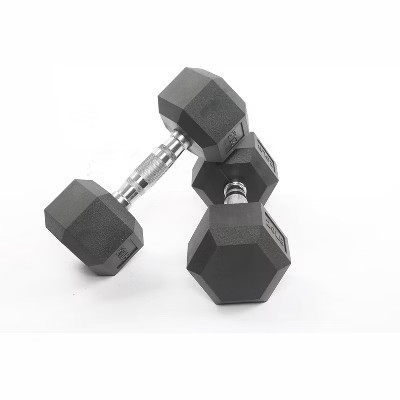 50kg (110lb) PVC Coated Hex Dumbbell Set for Exercise and Fitness, Home Strength Training, 2 x 9kg (20lb) Dumbbells + 2 x 16kg (35lb)Dumbbells, Black | Target