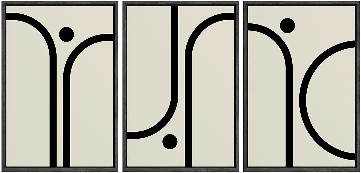 PixonSign Framed Canvas Print Wall Art Set Minimal Geometric Curved Line Landscapes Abstract Shap... | Walmart (US)