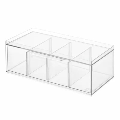 iDesign Crisp BPA-Free Plastic Stackable Tea Packet Storage Organizer Drawer with Lid, - 12.59" x 6.23" x 4.57", Clear | Wayfair North America