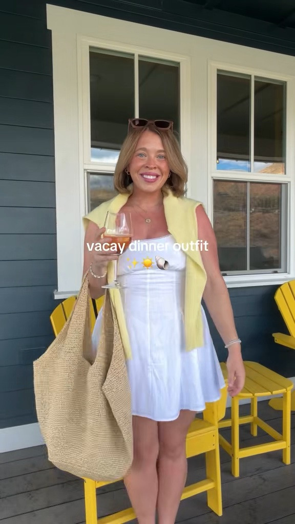 Vacation Dinner Outfit 💛🥂 Wearing a medium petite in the dress. Size 8/10 | M/L | 5’4”

#LTKootd #LTKPetite #LTKTravel
