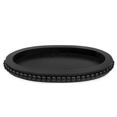 AuldHome Design Black Wood Beaded Tray; Decorative Farmhouse Style Oval | Target