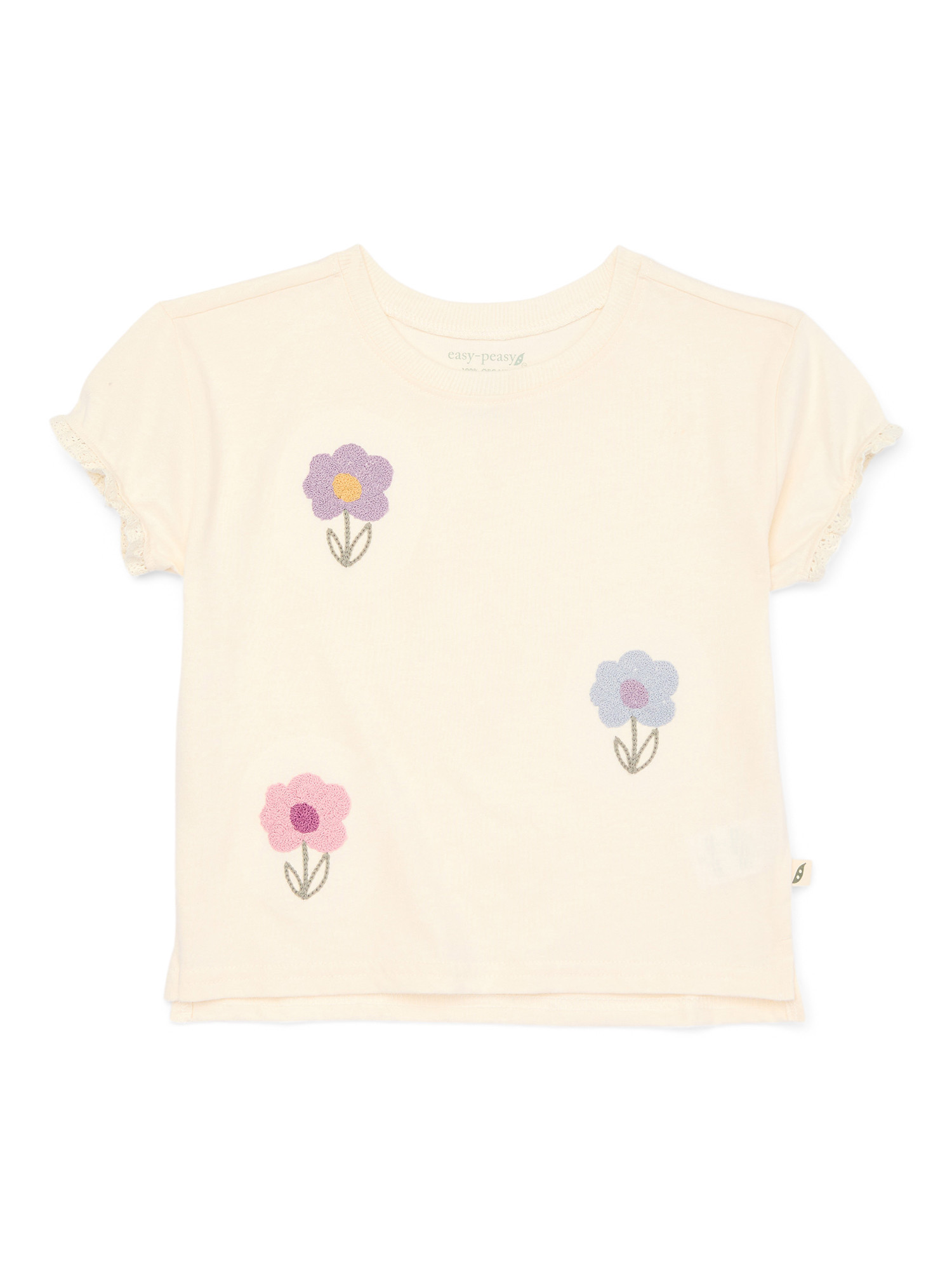 easy-peasy Toddler Girl Short Sleeve Lace Hem T-Shirt, Sizes 18M-5T - Walmart.com | Walmart (US)