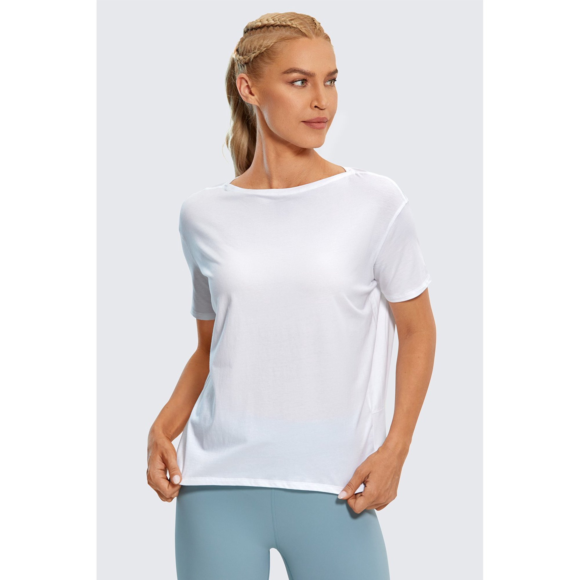 CRZ YOGA Women's Pima Cotton Short Sleeve Shirts Loose Fit Casual Tops | Walmart (US)