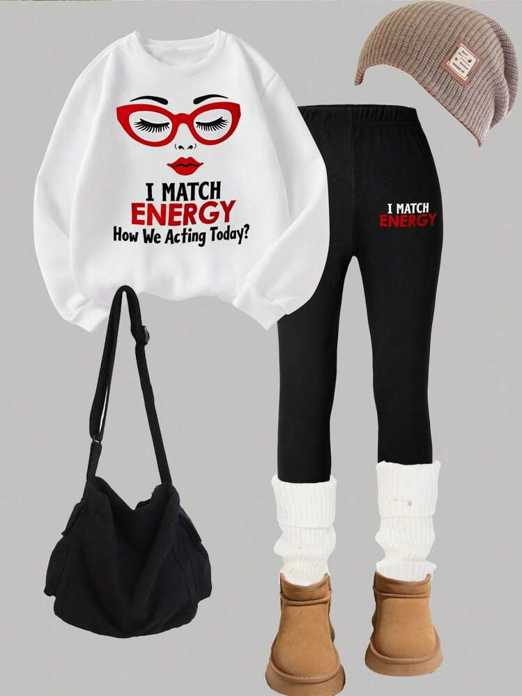 Girls & Teen Girls 2 Piece Graphic Sweat Suit (2) Pieces | SHEIN