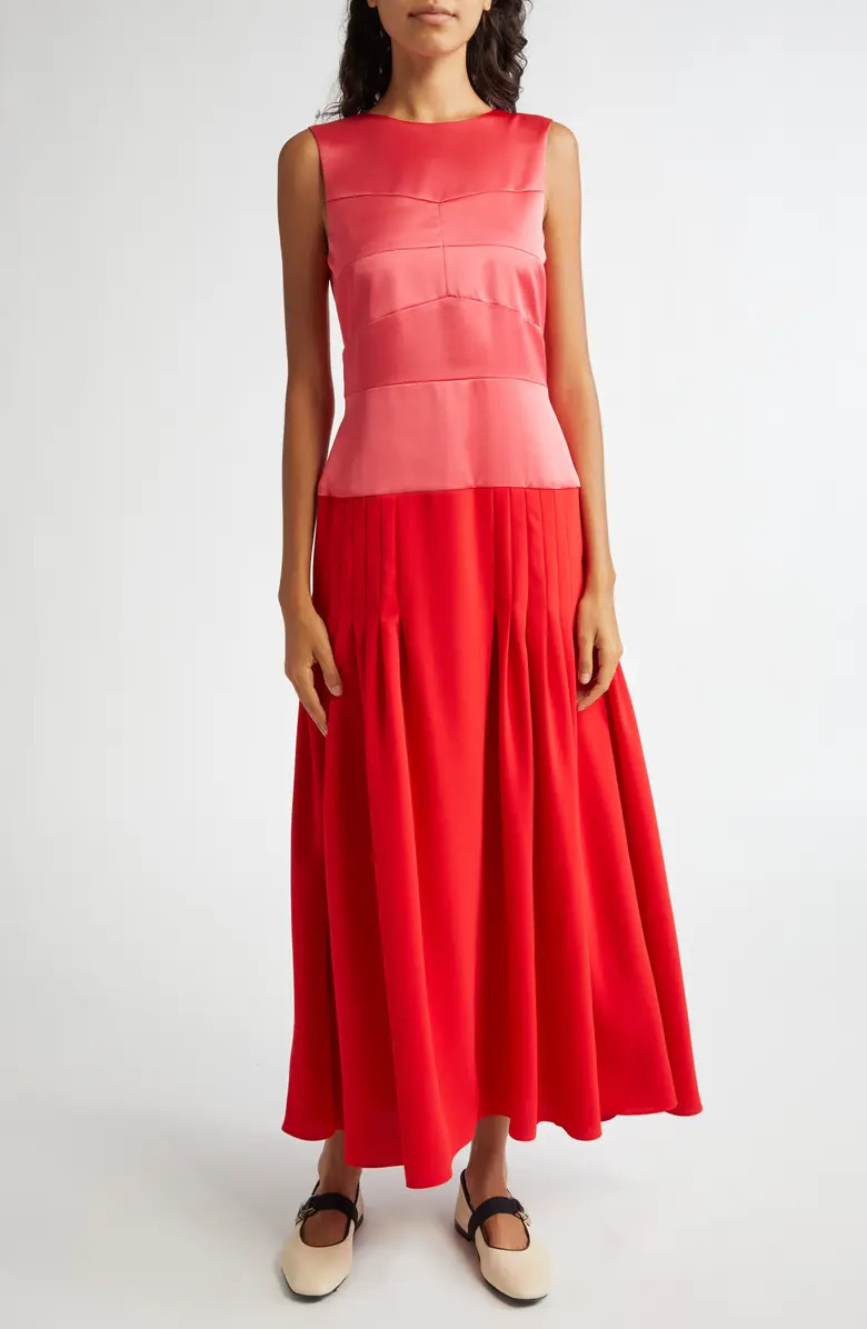 Molly Goddard Ebba Drop Waist Mixed Media Dress | Nordstrom | Nordstrom