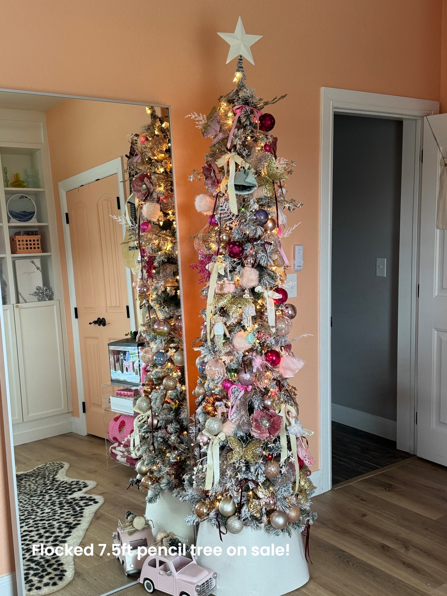 Kids Christmas tree idea!! This flocked pencil tree I’ve had for 7 years now and it’s still good as new! I have the 7.5ft one and it’s so beautiful! 

#LTKHome #LTKKids #LTKHoliday