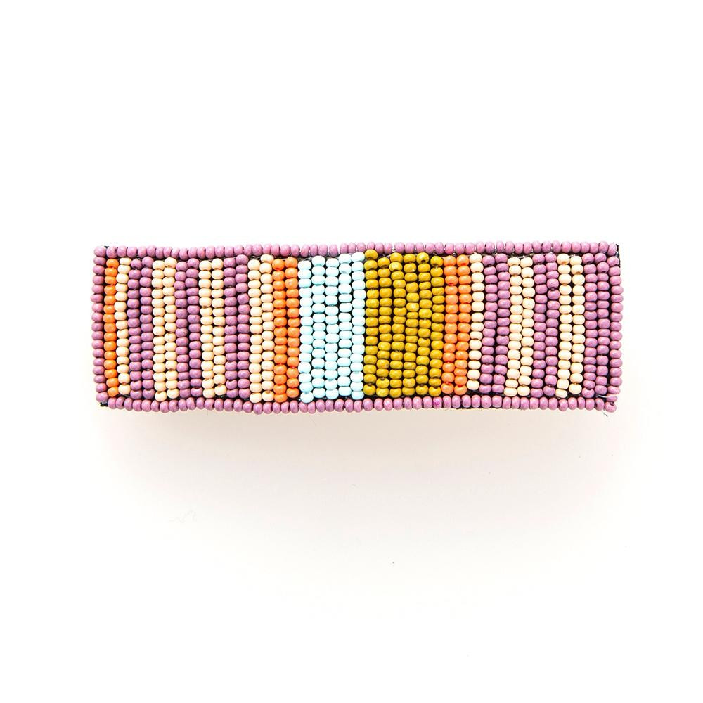 Lilac And Coral Stripe Beaded Barrette | INK+ALLOY