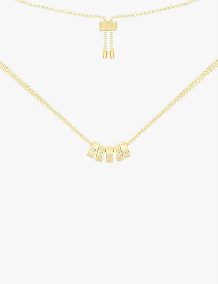Smile Morse Code 18ct yellow gold-plated metal alloy and cubic zirconia pendant necklace | Selfridges
