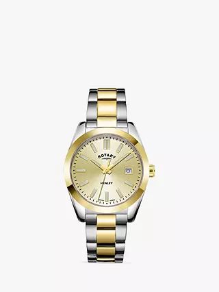 Rotary Women's Henley Date Bracelet Strap Watch, Silver/Gold LB05181/03 | John Lewis (UK)