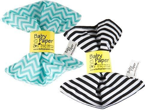 Baby Paper – 2 Pack of Crinkly, Sensory Toys, Black & White Stripe, Turquoise Zig Zag | Amazon (US)