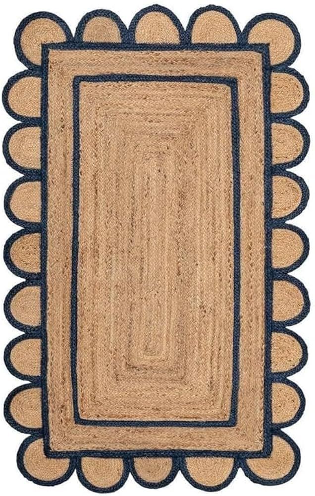 Fab_Collection_Crafts :- Elegance Unveiled: The Scalloped Jute Rug Artisanal Sophistication: Hand... | Amazon (US)