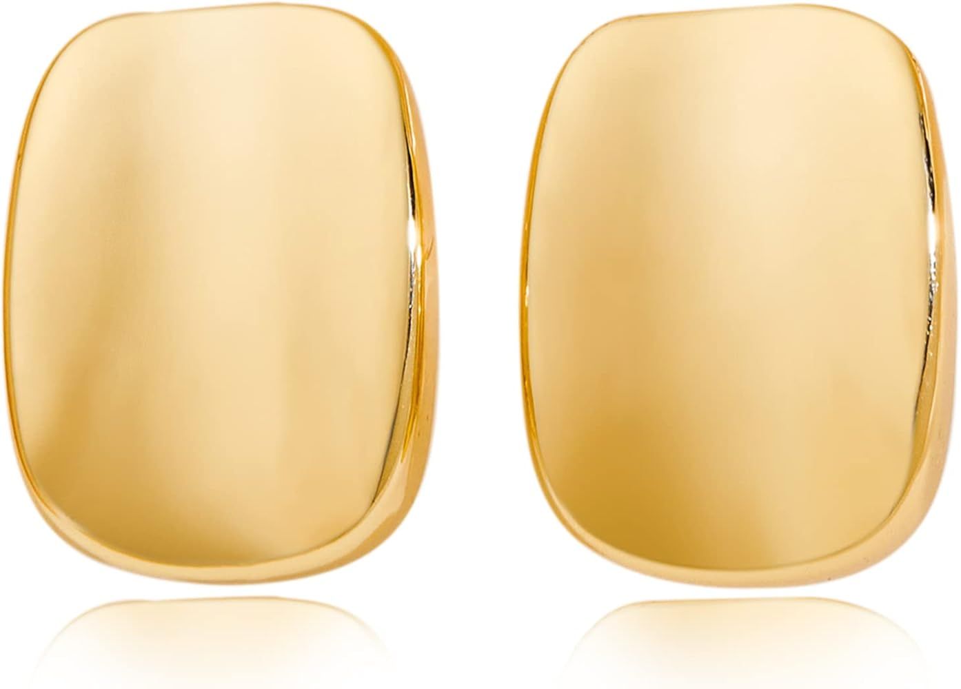Gold Clip on Earrings Button Rectangular Drop Clip Earrings for Women Trendy Earrings for Women G... | Amazon (US)