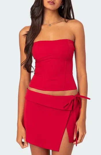 EDIKTED Selena Lace-Up Strapless Corset Top | Nordstrom | Nordstrom