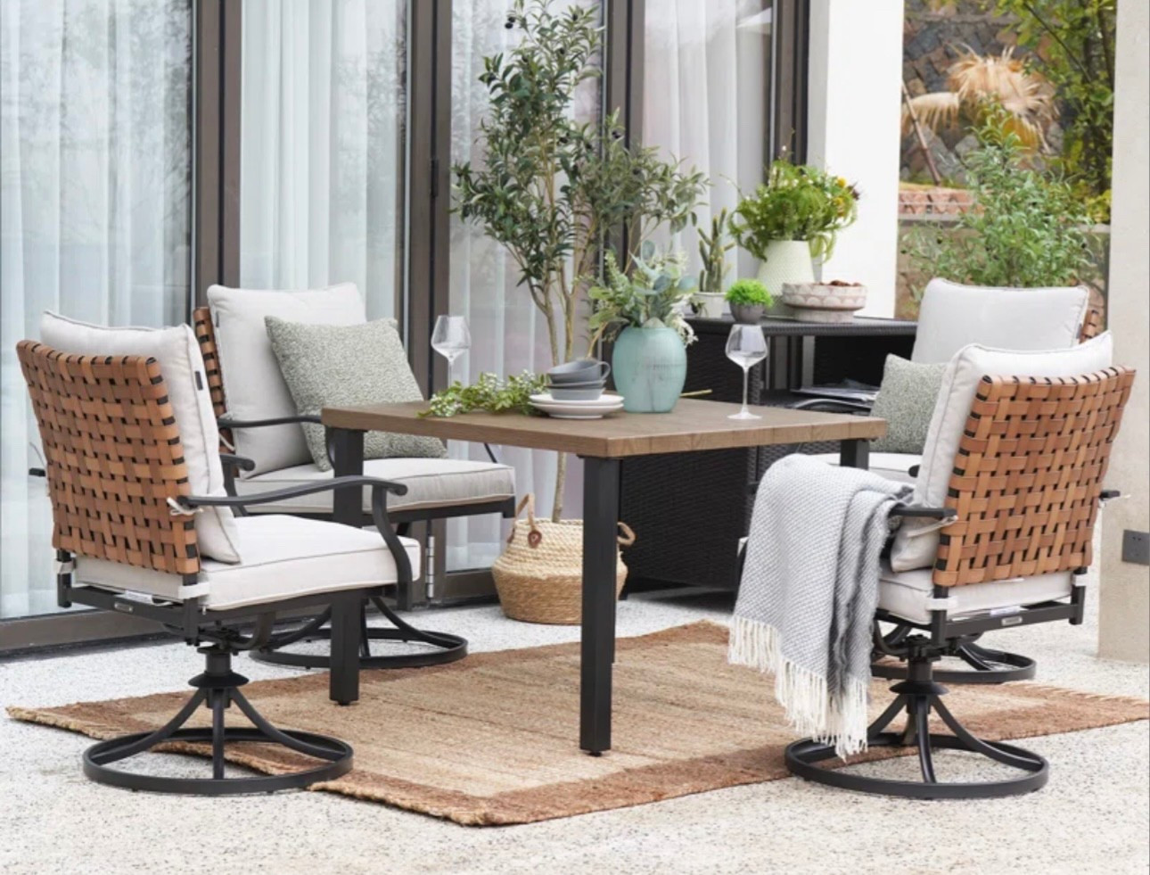 Tansi 4 - Person Swivel & Rocking Chairs Outdoor Dining Set

#LTKSeasonal #LTKHome