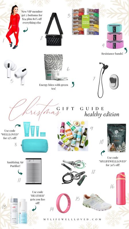Christmas gift guide healthy edition // fabletics holiday outfits // think royln belt bag // Amazon fitness finds // apple AirPods // protein bars // energy bars // protein powders //Tula skincare // primal kitchen // air purifier // on cloud sneakers // Owala water bottle



#LTKfit #LTKGiftGuide #LTKHoliday