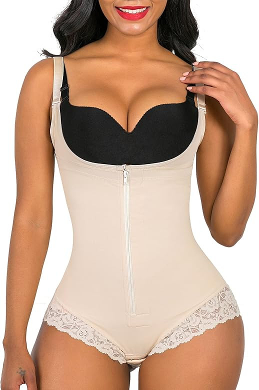 SHAPERX Shapewear for Women Tummy Control Fajas Colombianas Body Shaper Zipper Open Bust Bodysuit | Amazon (US)