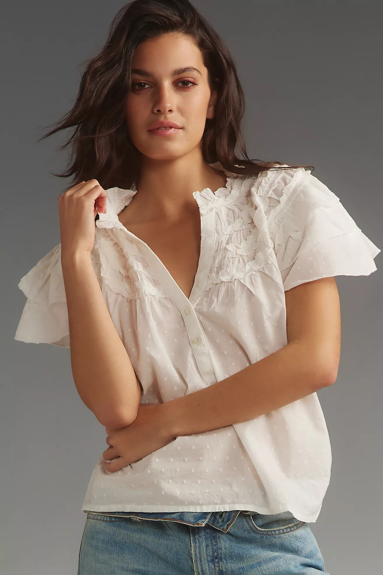 By Anthropologie Layered-Sleeve Henley Top | Anthropologie (US)