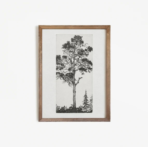 Vintage Tree Sketch  Primitive Botanical Etching Drawing | Etsy | Etsy (US)