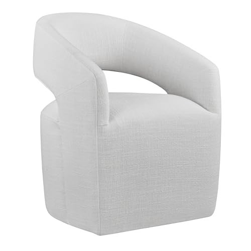 KISLOT Chairs Upholstered Modern Armchair with Rollers for Diningroom Bedroom Livingroom Reading Room, 32.25''H, White | Amazon (US)