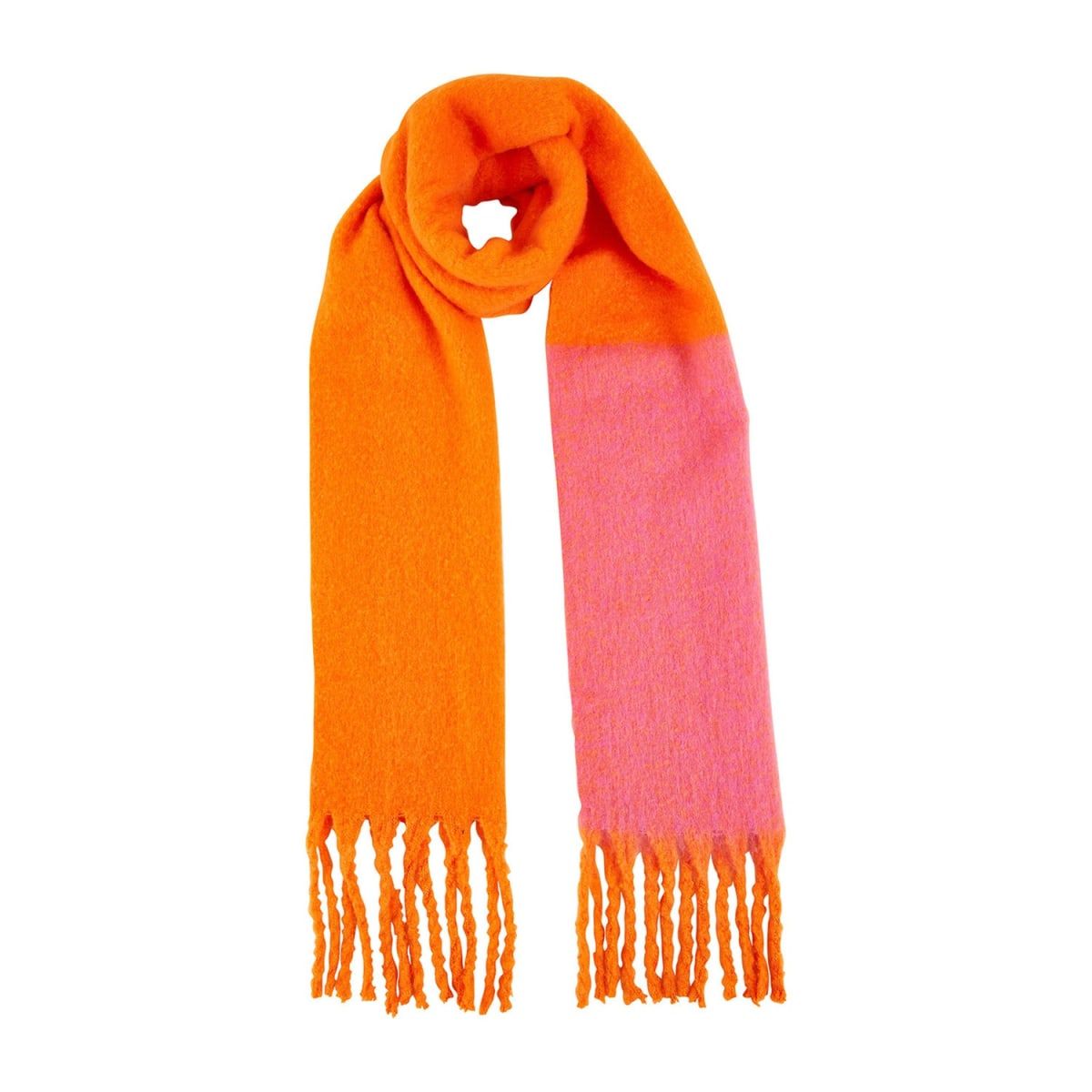 Yumi Pink And Orange Colour Block Scarf | Wolf & Badger (US)