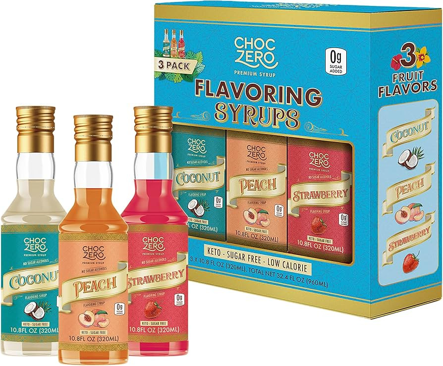 ChocZero Sugar Free Coffee Syrup Summer Variety Pack (3 × 10.8 fl oz), Monk Fruit Sweetened, Ket... | Amazon (US)