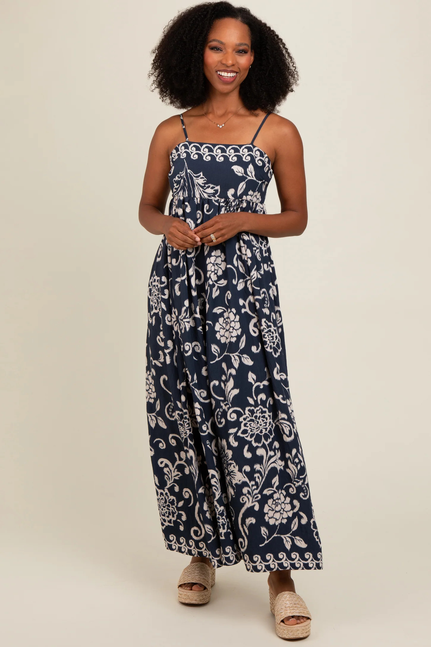 Navy Printed Maxi Dress | PinkBlush Maternity