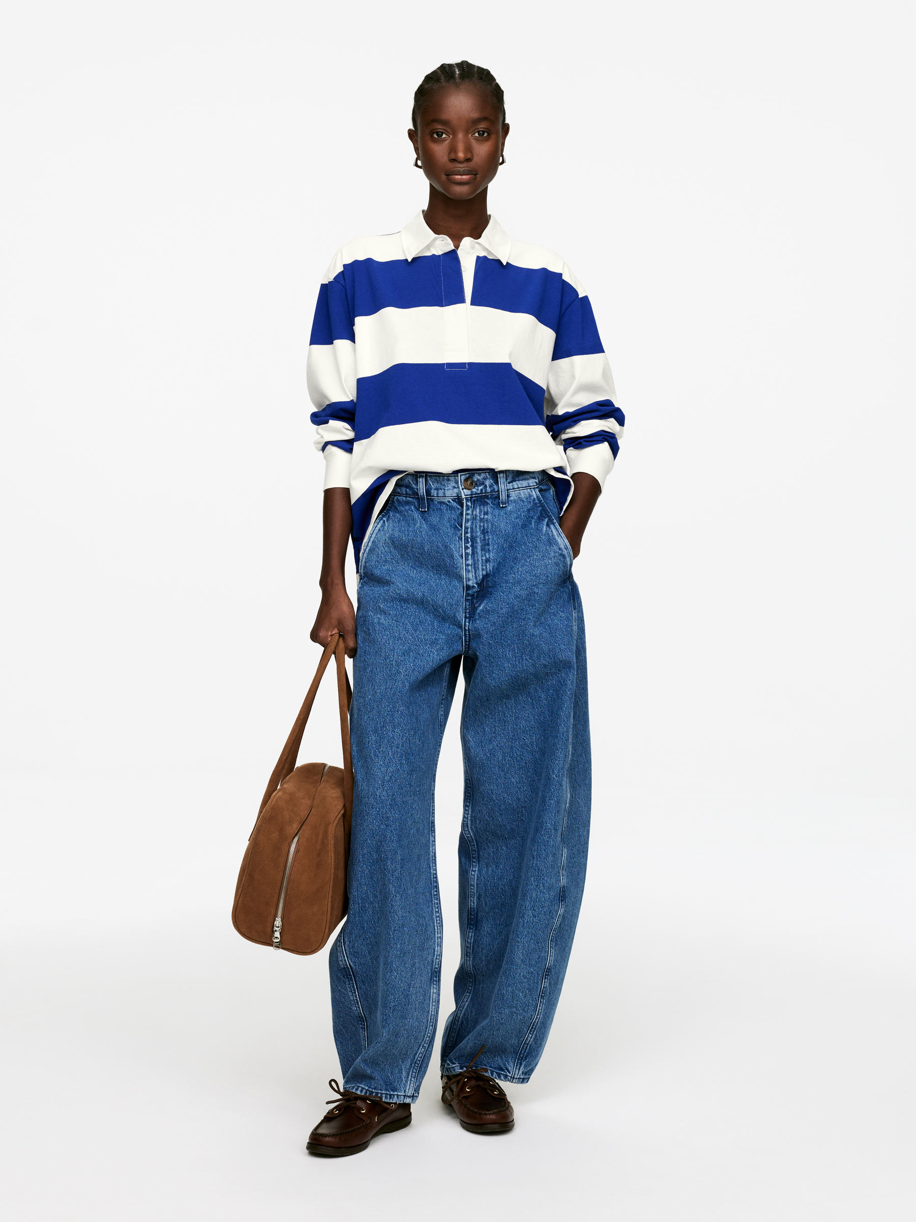 Cotton Polo Shirt – Blue/Off White – Women – ARKET GB | Arket UK