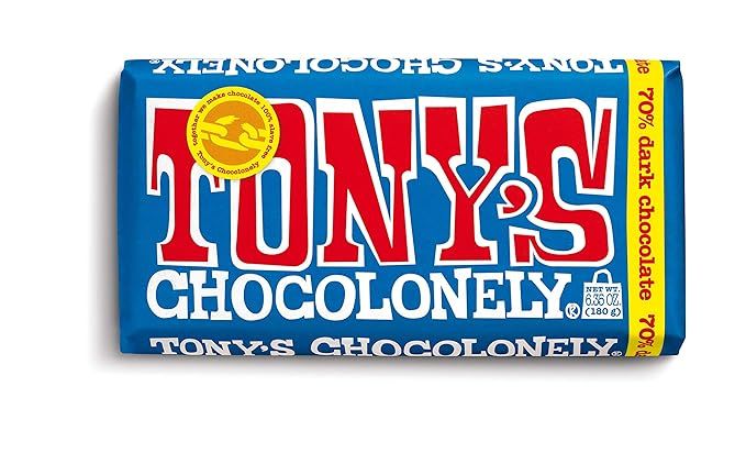 Tony's Chocolonely 70% Chocolate Bar, Dark, 6.35 Ounce (Pack of 1), 1 Count | Amazon (US)