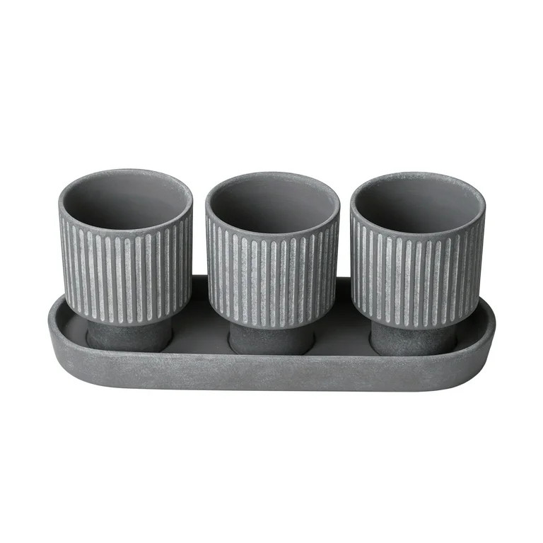 Better Homes & Gardens 4-Piece Ceramic Herb Planter, Gray - Walmart.com | Walmart (US)