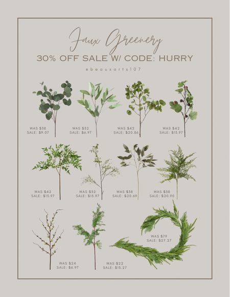 Save an extra 30% off these faux greenery today and tomorrow only w/ code: HURRY

#LTKSaleAlert #LTKHome #LTKFindsUnder50