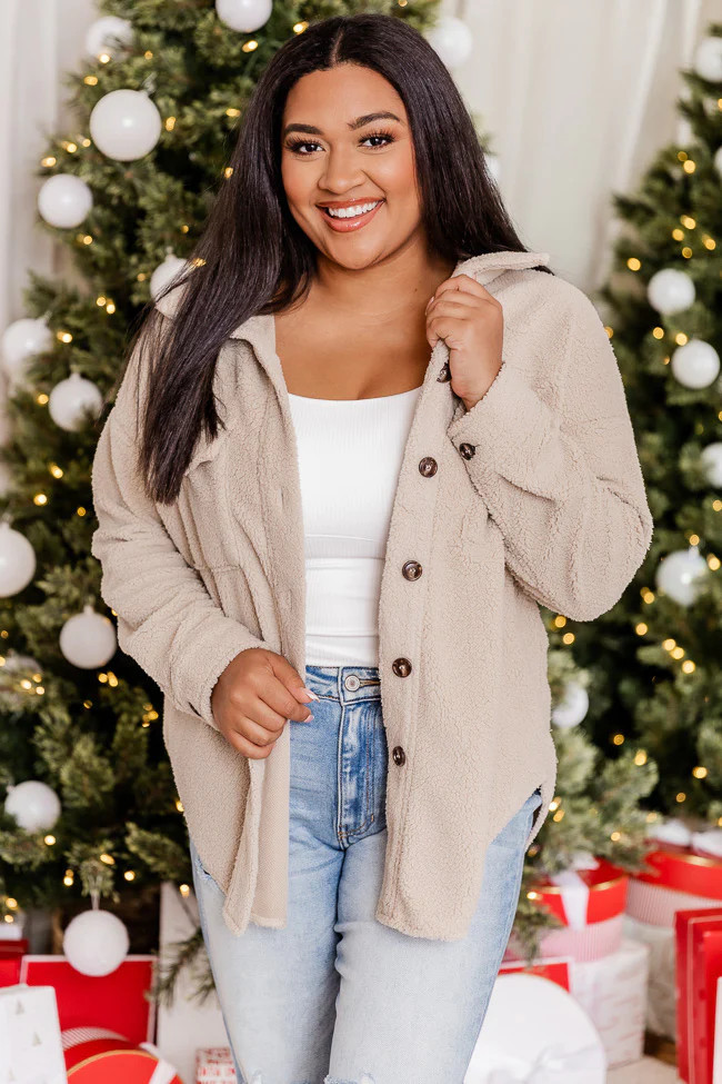 Wonderful Soul Beige Sherpa Shacket | Pink Lily