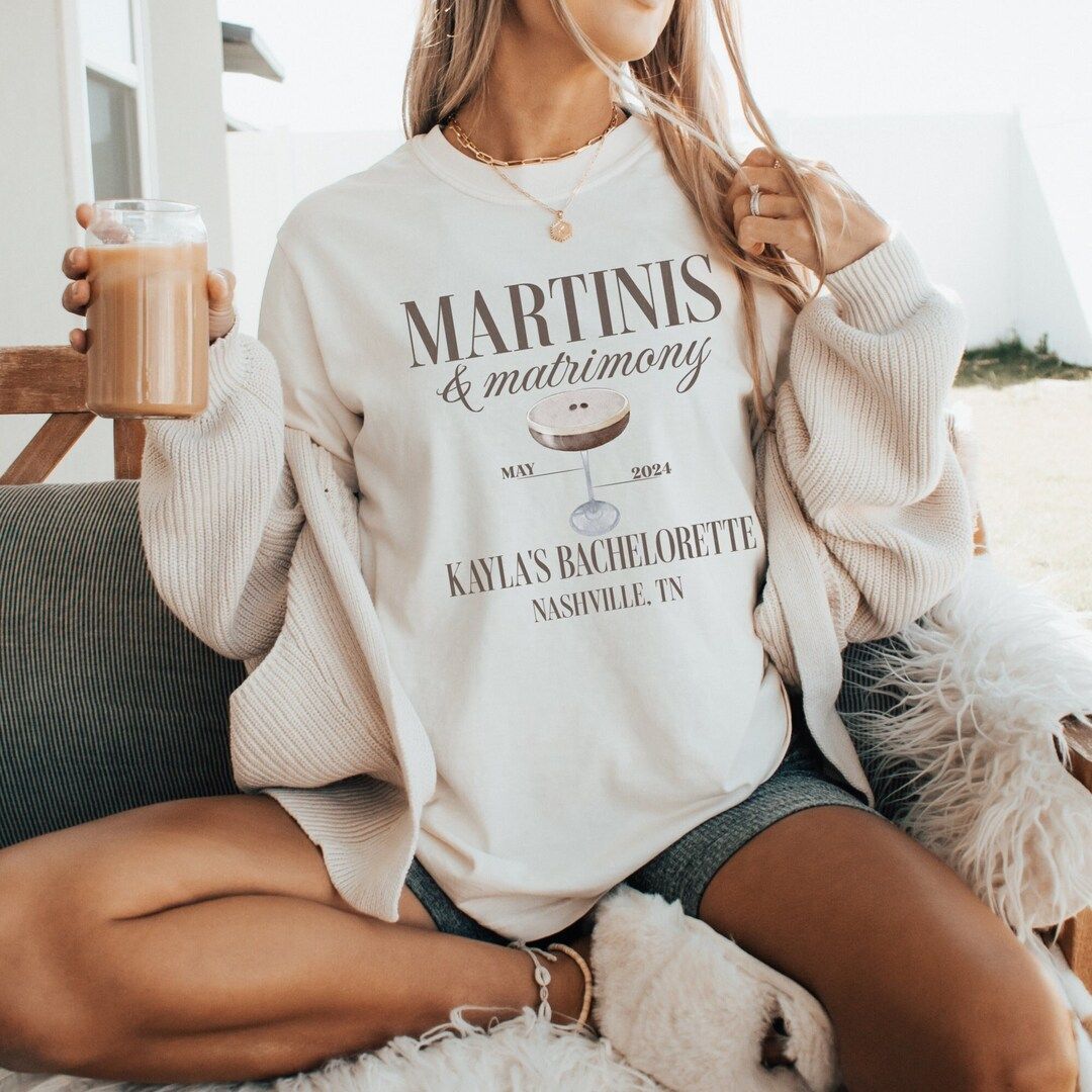 Espresso Martinis and Matrimony Shirt, Comfort Colors Boozy Bachelorette Crewneck, Bridesmaid Mar... | Etsy (US)