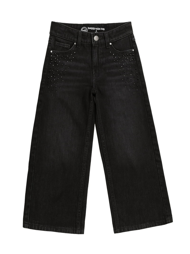 Wonder Nation Girls Embellished Baggy Wide Leg Jean, Sizes 5-18 | Walmart (US)