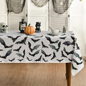 Horaldaily Halloween Tablecloth 60x84 Inch Rectangular, Bats Washable Table Cover for Party Picni... | Amazon (US)