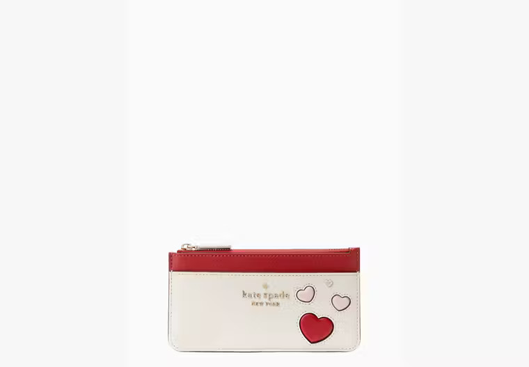 Valentines Day Capsule Large Slim Heart Card Holder With Hearts | Kate Spade Outlet