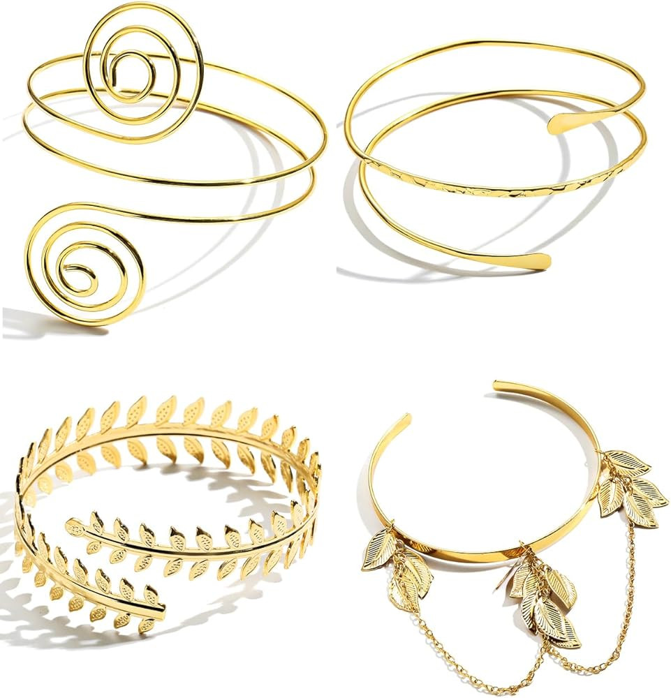 4-6 Pcs Arm Cuff Upper Arm Band Cuff Bracelet Bangle for Women Adjustable Armband Set | Amazon (US)