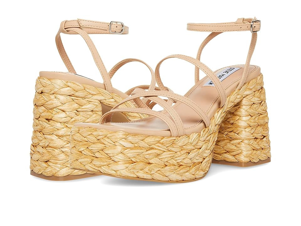 Steve Madden Belise Wedge Sandal (Natural Leather) Women's Shoes | Zappos