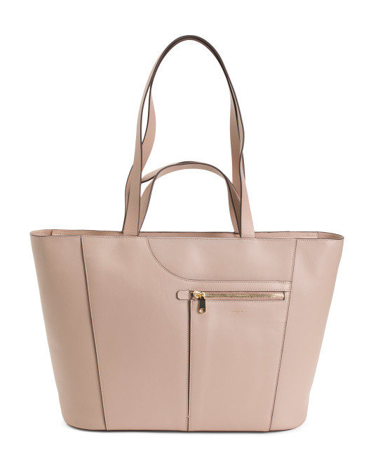 Leather Pockets Icon Large Ziptop Tote | TJ Maxx