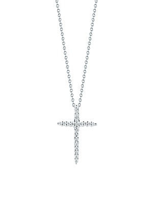 Tiny Treasures 0.1 TCW Diamond & 18K White Gold Cross Pendant Necklace | Saks Fifth Avenue
