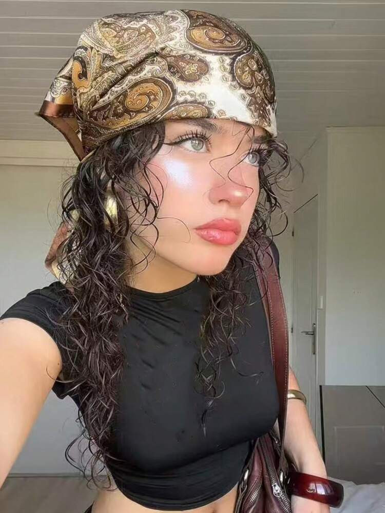 1pc Women's Vintage Paisley Pattern Lightweight Square Scarf, Summer Travel Vacation Headscarf Fo... | SHEIN