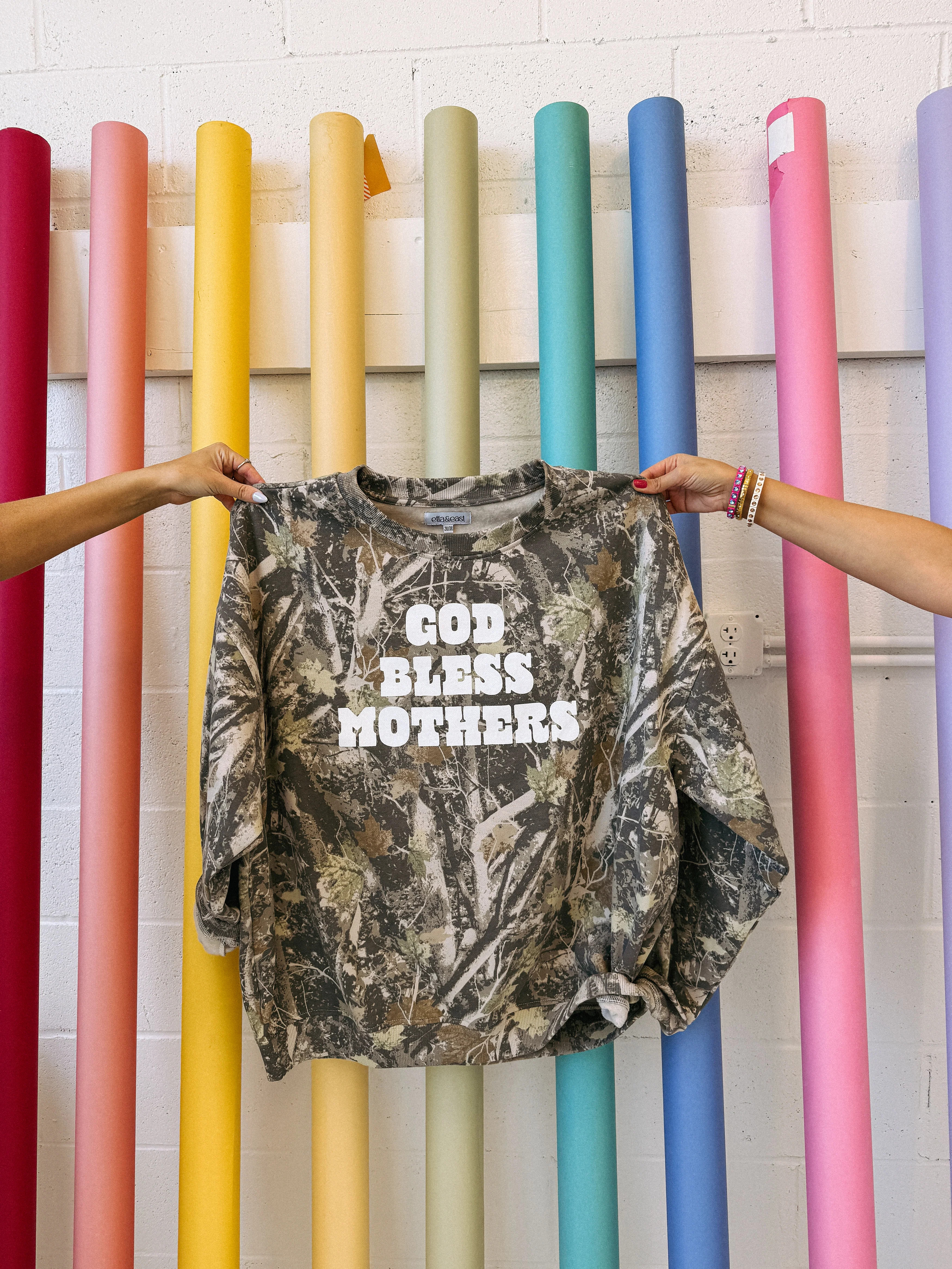 ETTA OG | god bless mothers camo sweatshirt | Etta+East
