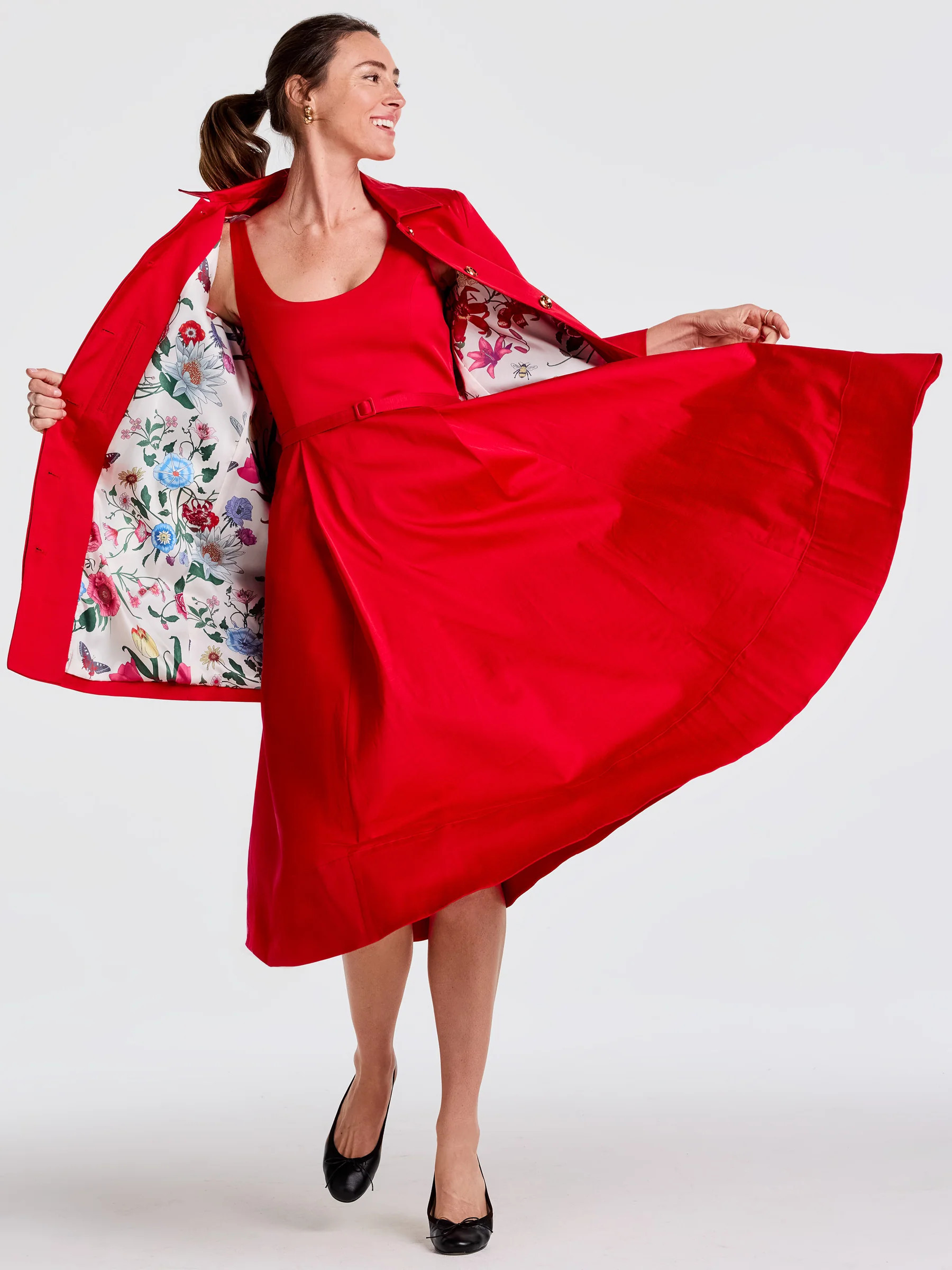 Red Solid Emma Coat  | Women's Jackets & Outerwear | J.McLaughlin | J.McLaughlin