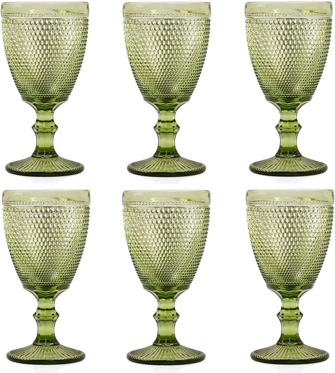 Wine Glasses Set of 6 - Beads Goblet Glass Cup Classic Drinkware | Amazon (US)