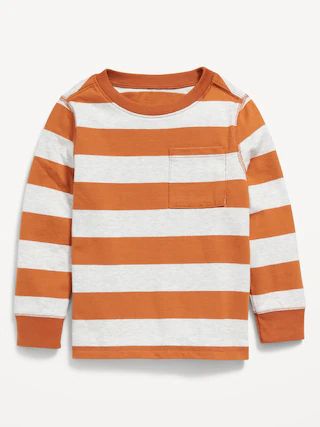 Unisex Long-Sleeve Striped Pocket T-Shirt for Toddler | Old Navy (US)