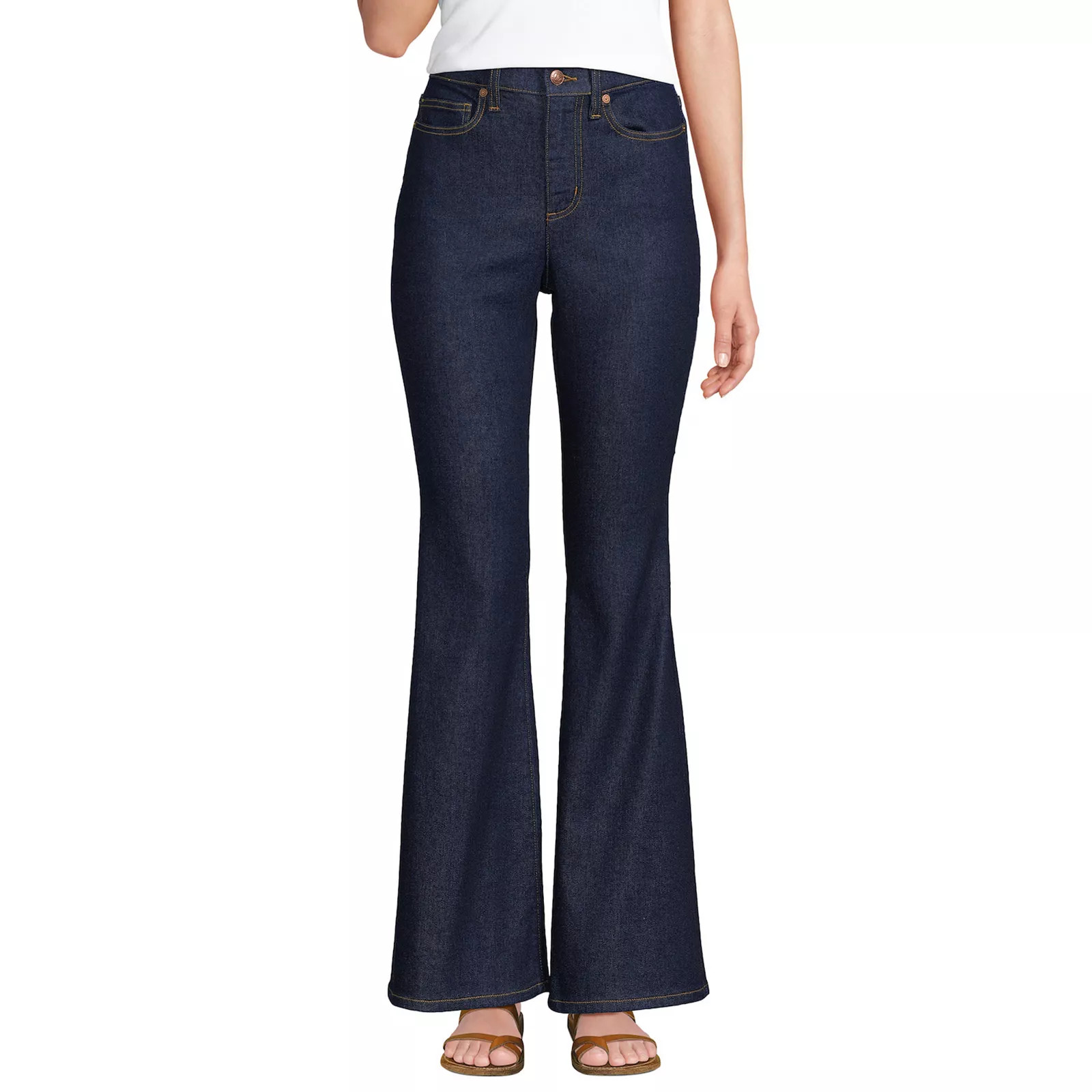 Women's Lands' End Recover Denim HR Skinny Flare Jeans, Size: 2, River Rinse | Kohl's